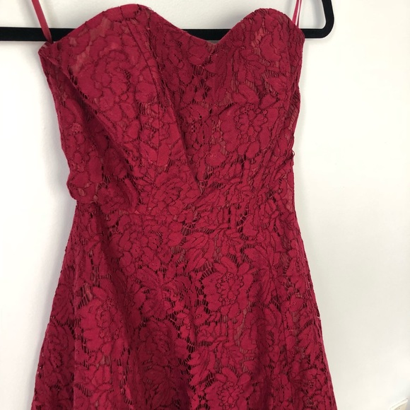 Strapless Lace Burgundy Soprano Dress Small - Picture 2 of 4